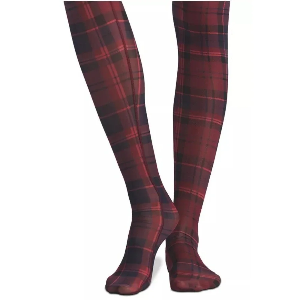 Skims Milky Sheer Tights SH-TIG-8532W Merlot Navy‎ Plaid 3X